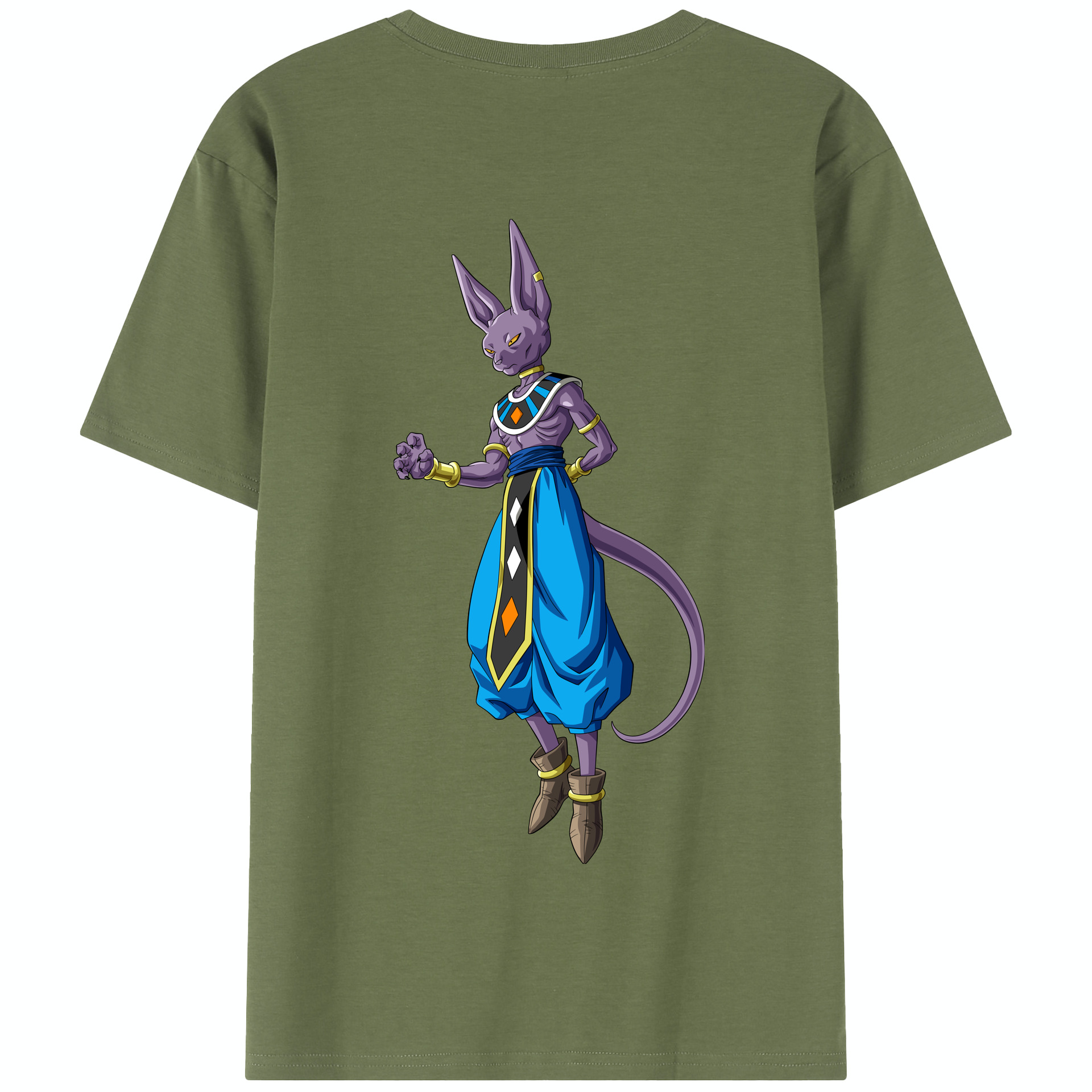 （画像用） ドラゴンボール ビルス 破壊神ビルス DRAGON BALL Beerus Birusu 綿100％半袖Tシャツ（背面プリント）
